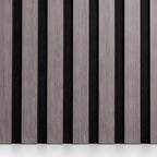 Light Grey Acoustic Premium slatted wooden felt back wall Panels 2400mm x 600mm - x1 Panel