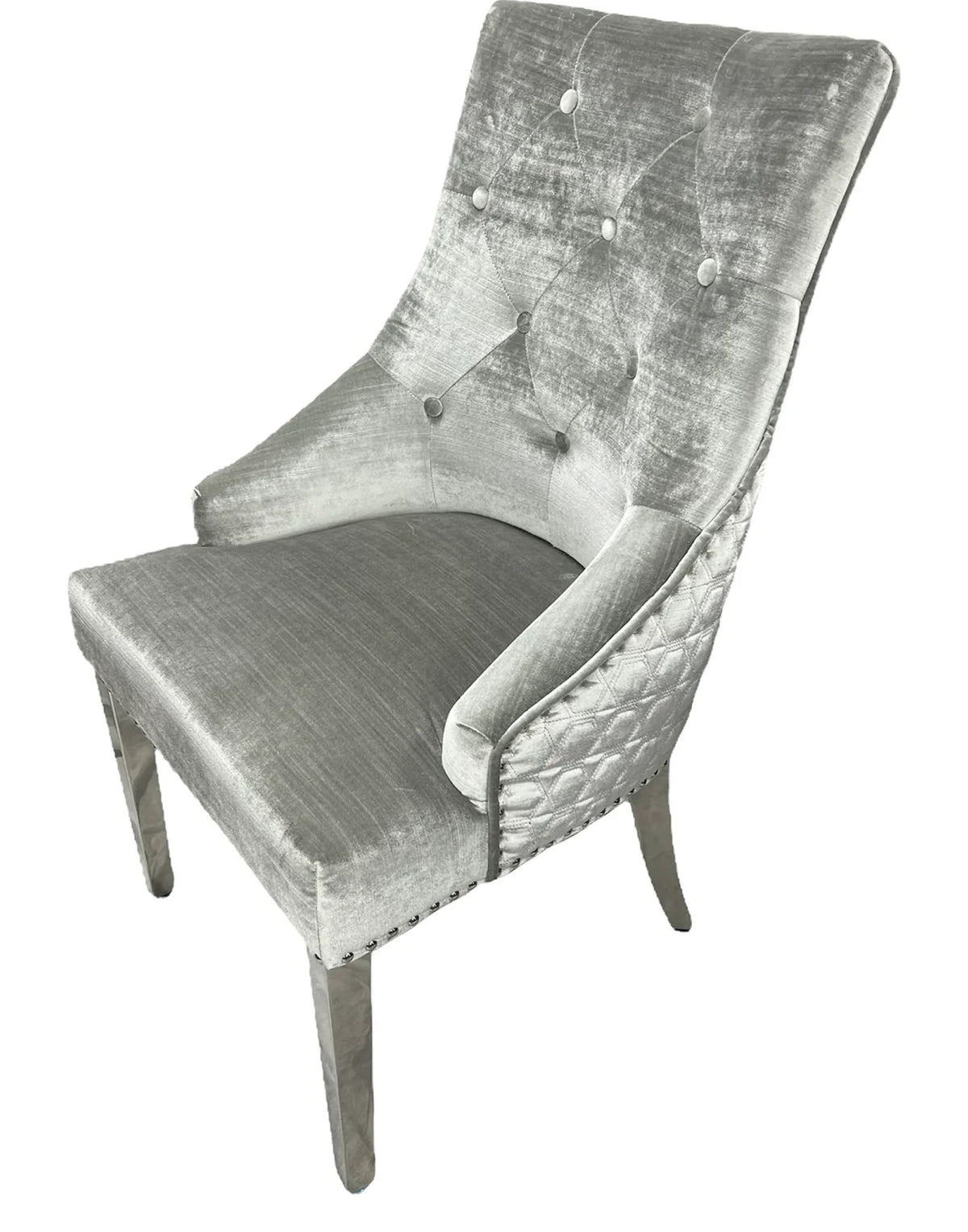Pair Of 2 Majestic Light Grey - Silver lion Knocker Chair