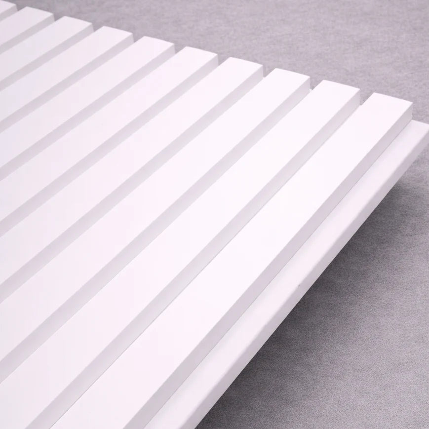 White on white felt back Acoustic Premium slatted wooden wall Panels 2400mm x 640mm x 21mm