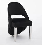 Santorini Black Plush Velvet Dining Chair Chrome Leg