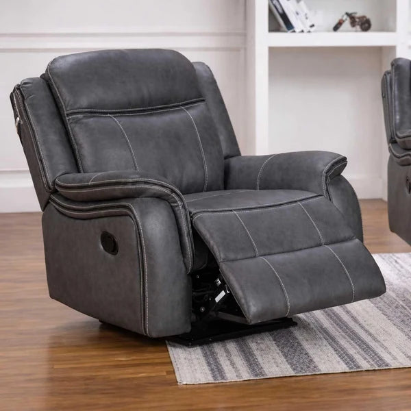 Tara Reclining 2 Piece Sofa Suite Grey Leather Look Fabric 3 + 2