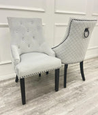 Pair Of 2 Bentley Light Grey Dining Chair Black Leg