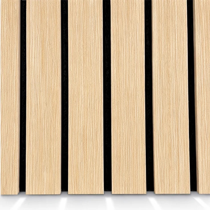 White Oak 3 sided Extra wide Acoustic Premium slatted wooden wall Panels 2400mm x 640mm