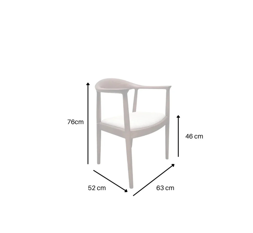 Ferno Walnut Dining Chair in Oatmeal Boucle – Wooden Frame Upholstered Seat