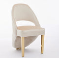 Pair of 2 Santorini Dining Chairs Cream And Gold Plush Velvet