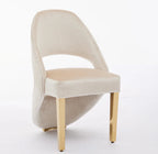 Pair of 2 Santorini Dining Chairs Cream And Gold Plush Velvet