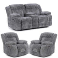 Unico Range Electric Power Grey Fabric Recliners 3, 2 Seater Armchair