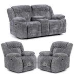 Unico Range Electric Power Grey Fabric Recliners 3, 2 Seater Armchair