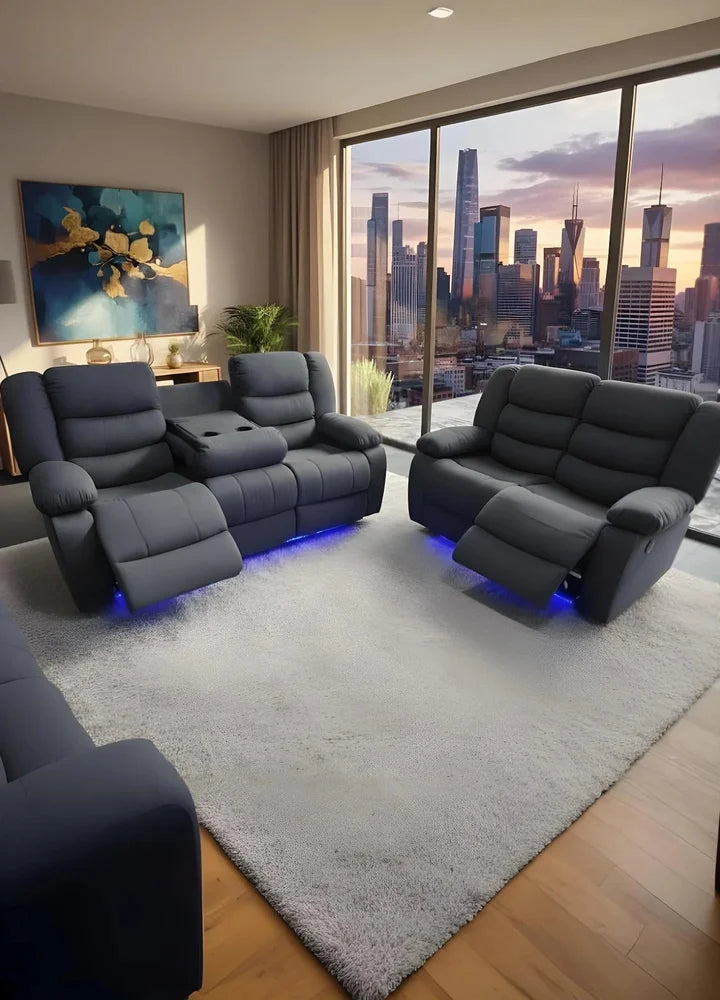 Sorrento – Grey High Quality Fabric Sofa (Electric Reclining)