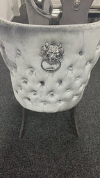 Pair Of 2 Valentino Light Grey - Silver Lion Knocker Chairs