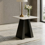 Roma Side Table with Black Legs – Modern End Table for Living Room or Bedroom
