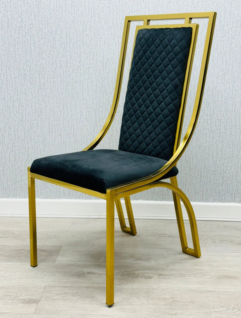 Pair of Windsor Dining Chairs Black & Gold