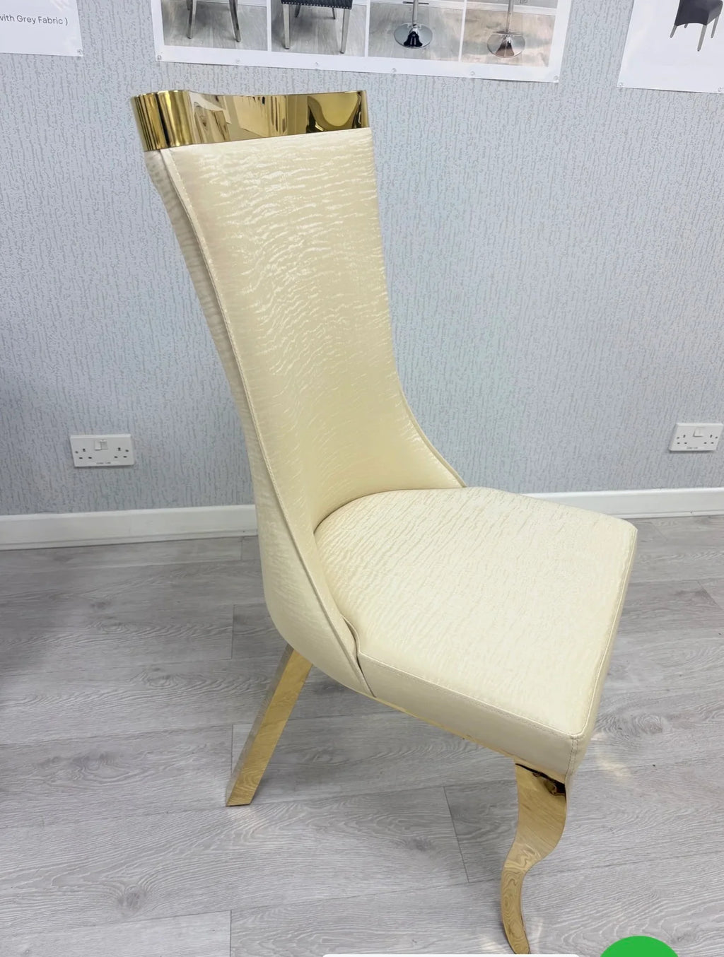 Roxby Cream and Gold Dining Chairs Leather | Order 2-4-6-8-10