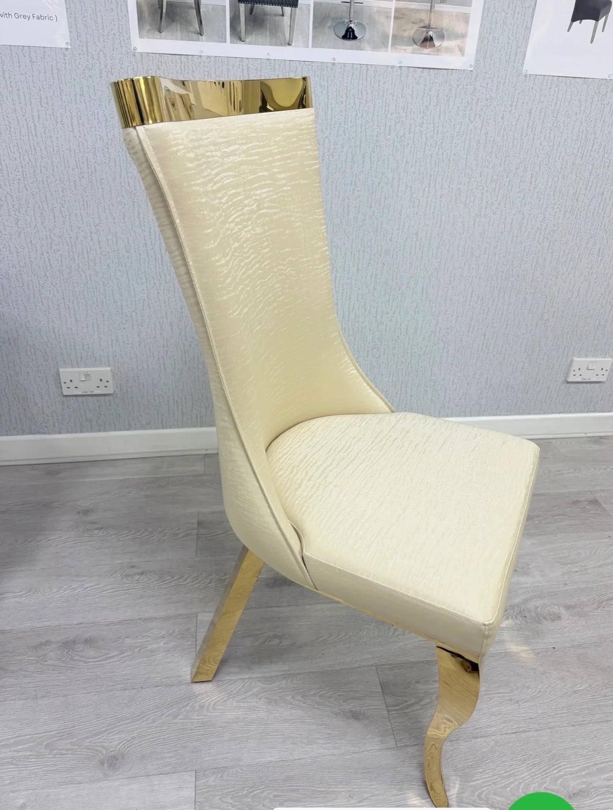 Roxby Cream and Gold Dining Chairs Leather | Order 2-4-6-8-10