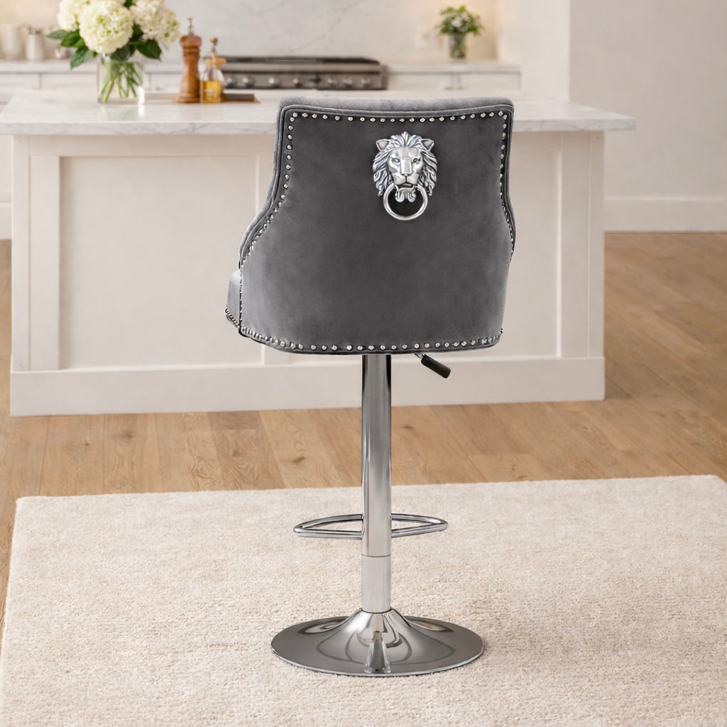 Cheshire Grey Velvet Bar Stools