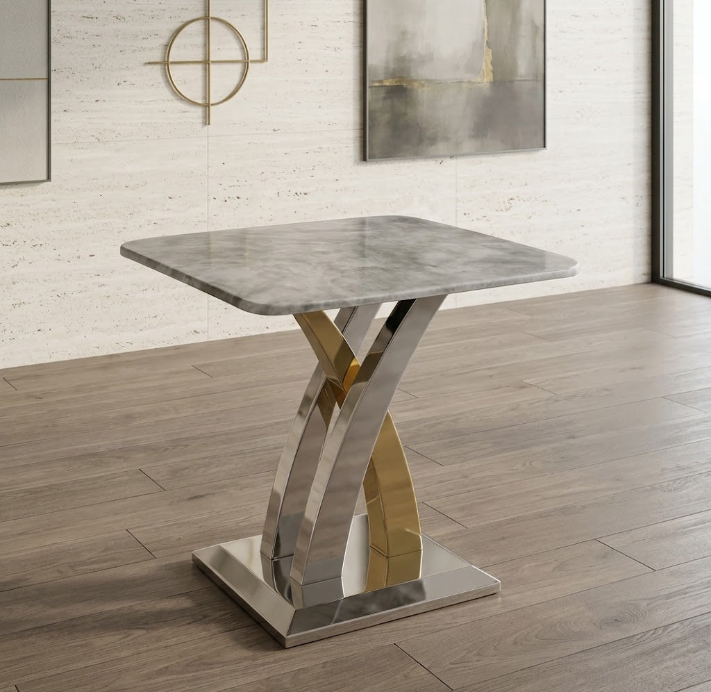Lucy Side Table with Silver & Gold Legs – Luxury Modern End Table