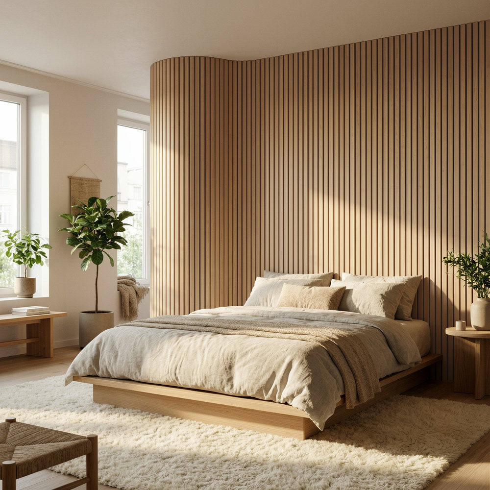 Flexii™ Flex Oak Slatted Wall Panel | Flexible Wood Slats 240cm x 60cm (Set of 2)