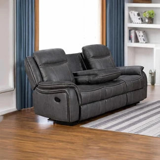 Tara Reclining 2 Piece Sofa Suite Grey Leather Look Fabric 3 + 2
