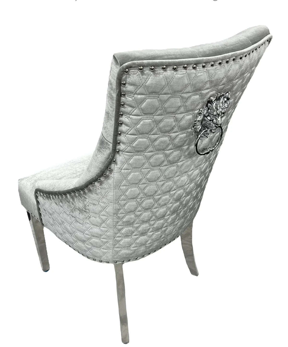 Pair Of 2 Majestic Light Grey - Silver lion Knocker Chair