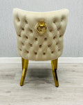 Pair of 2 Valentino Mink & Gold Dining Chairs Ring knocker