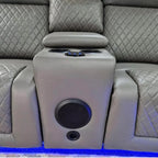 Florida 2 Seater Grey Leather Electric Recliner Sofa with Cup Holders, LED Lights & Wireless Charger, Speaker , USB Port