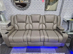Roma 3 Seater Grey Leather Electric Recliner Sofa with Cup Holders, LED Lights & Wireless Charger, USB Port