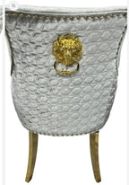Chelsea Gold 1.3m Round Marble Dining Table and Roma Gold Lion Knocker Dining Chairs Set
