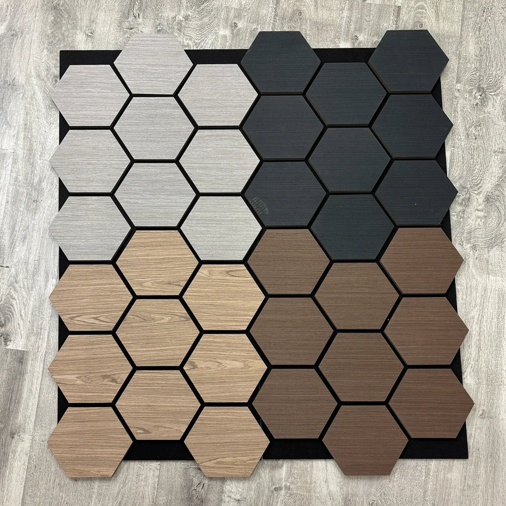 Walnut Hexagon Wood Wall Panels – Modern Decorative Wall Cladding for UK Homes & Offices