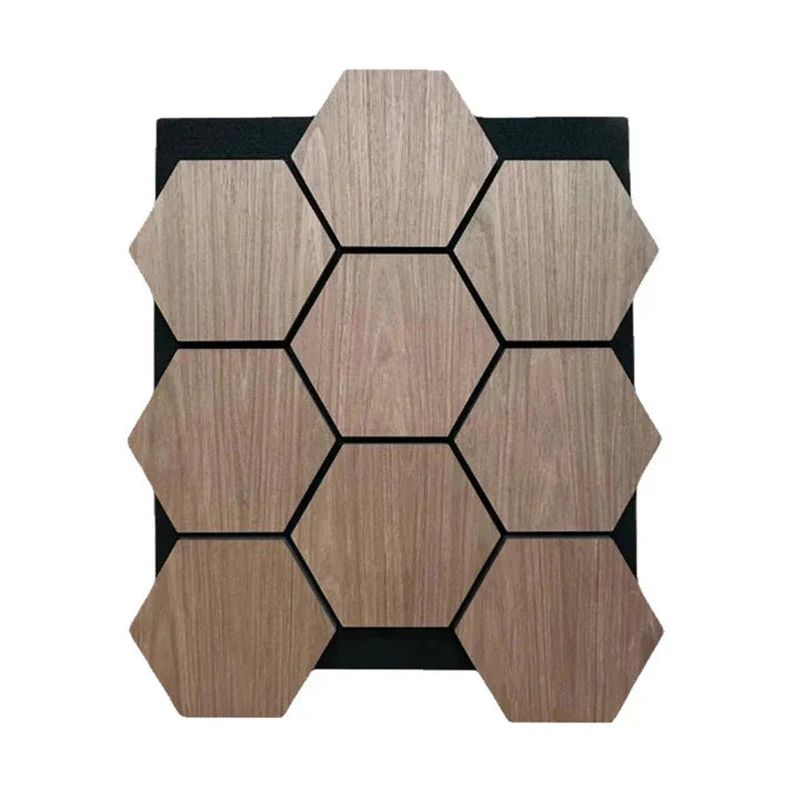Walnut Hexagon Wood Wall Panels – Modern Decorative Wall Cladding for UK Homes & Offices