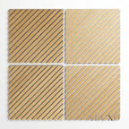 Oak Acoustic Square Diagonal Slat Wall Panels 60x60cm (Set of 6) | Grey Felt Backing