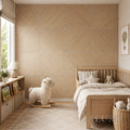 Oak Acoustic Square Diagonal Slat Wall Panels 60x60cm (Set of 6) | Grey Felt Backing