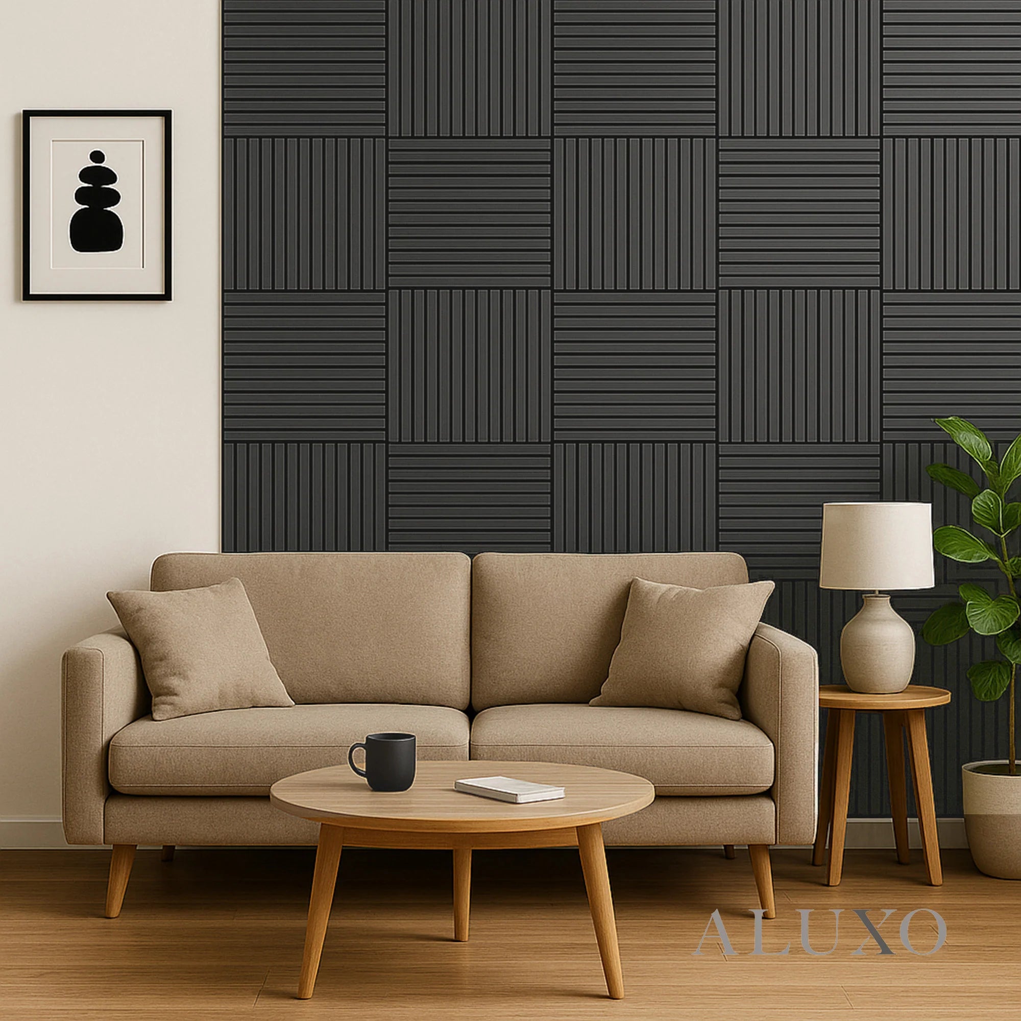 Black Oak Acoustic Square Wall Panels 60cm x 60cm (Set of 4)