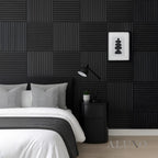 Black Oak Acoustic Square Wall Panels 60cm x 60cm (Set of 4)