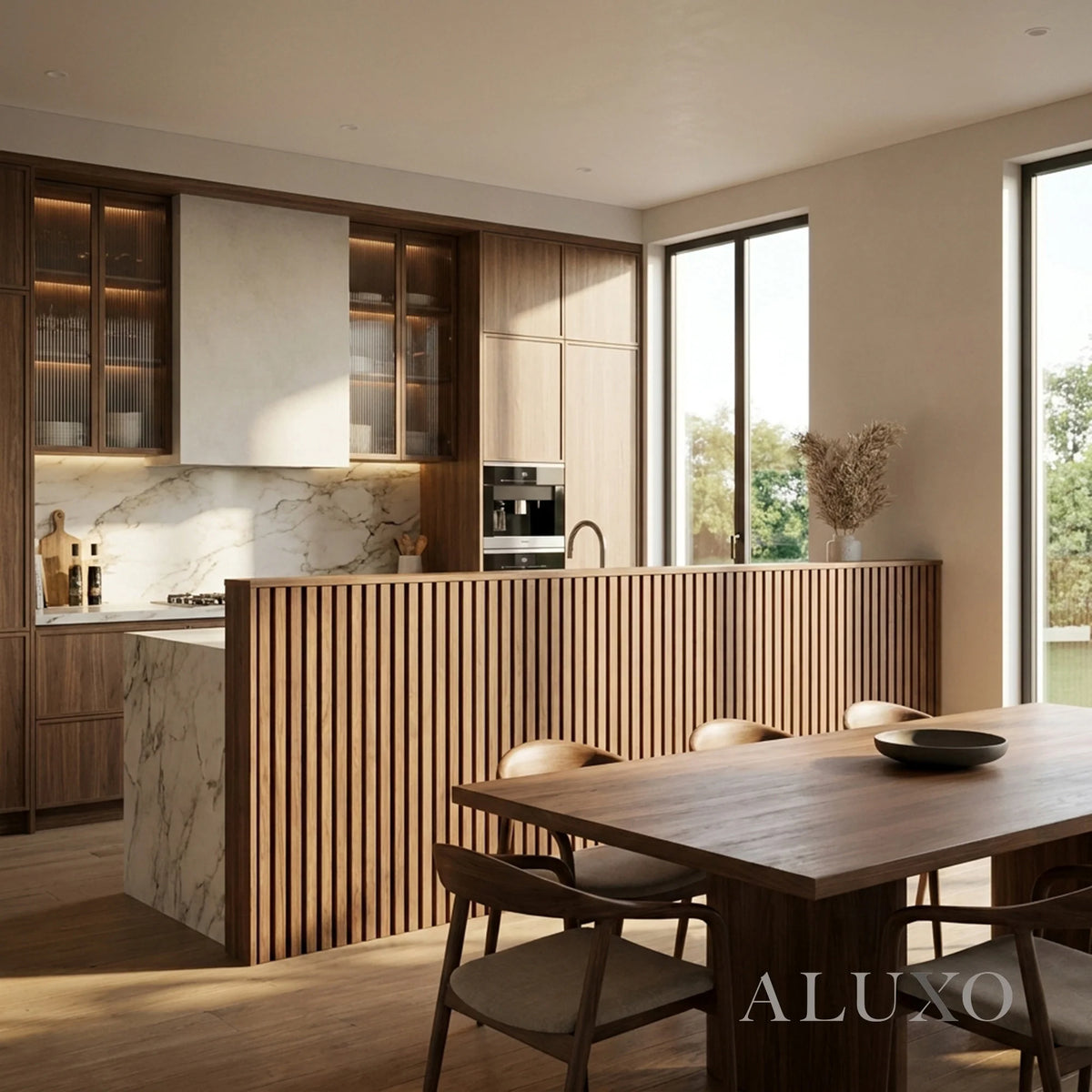 Panelux™ Pro 3-Sided Wood Veneer Deep Oak Half Wall Panels - 120cm x 60cm (Set Of 3)