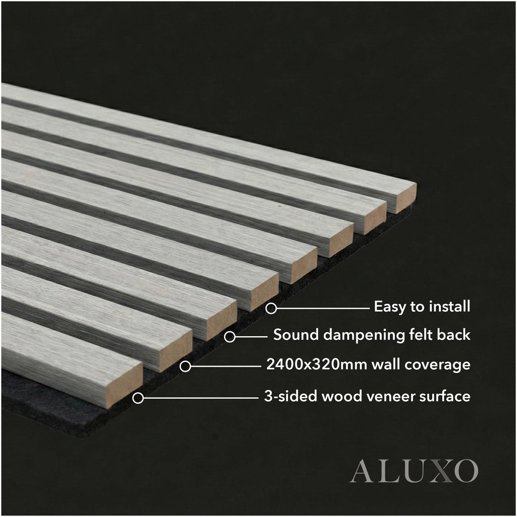 Panelux™ Pro 3-Sided Wood Veneer Oak Wall Panels | Grey Felt Backing - 240cm x 32cm (Set Of 2)