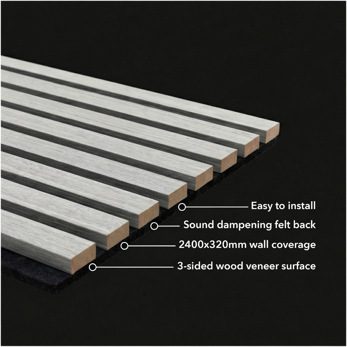 Panelux™ Pro Gold Colour Acoustic Wood Wall Panels | 3-Sided Wrap 240cm x 32cm (Set of 2)