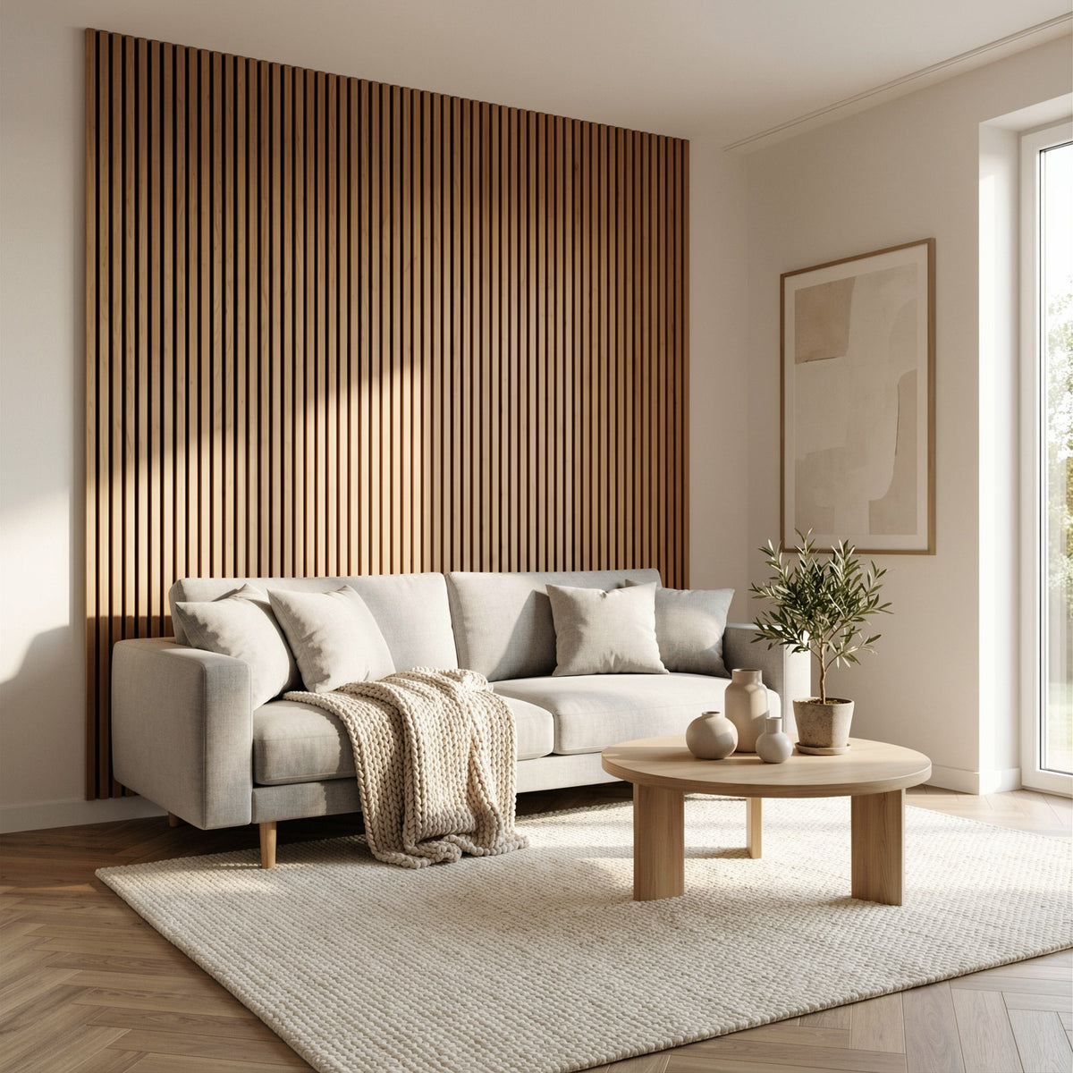 Panelux™ Pro 3-Sided Wood Veneer Oak Wall Panels | Grey Felt Backing - 240cm x 32cm (Set Of 2)