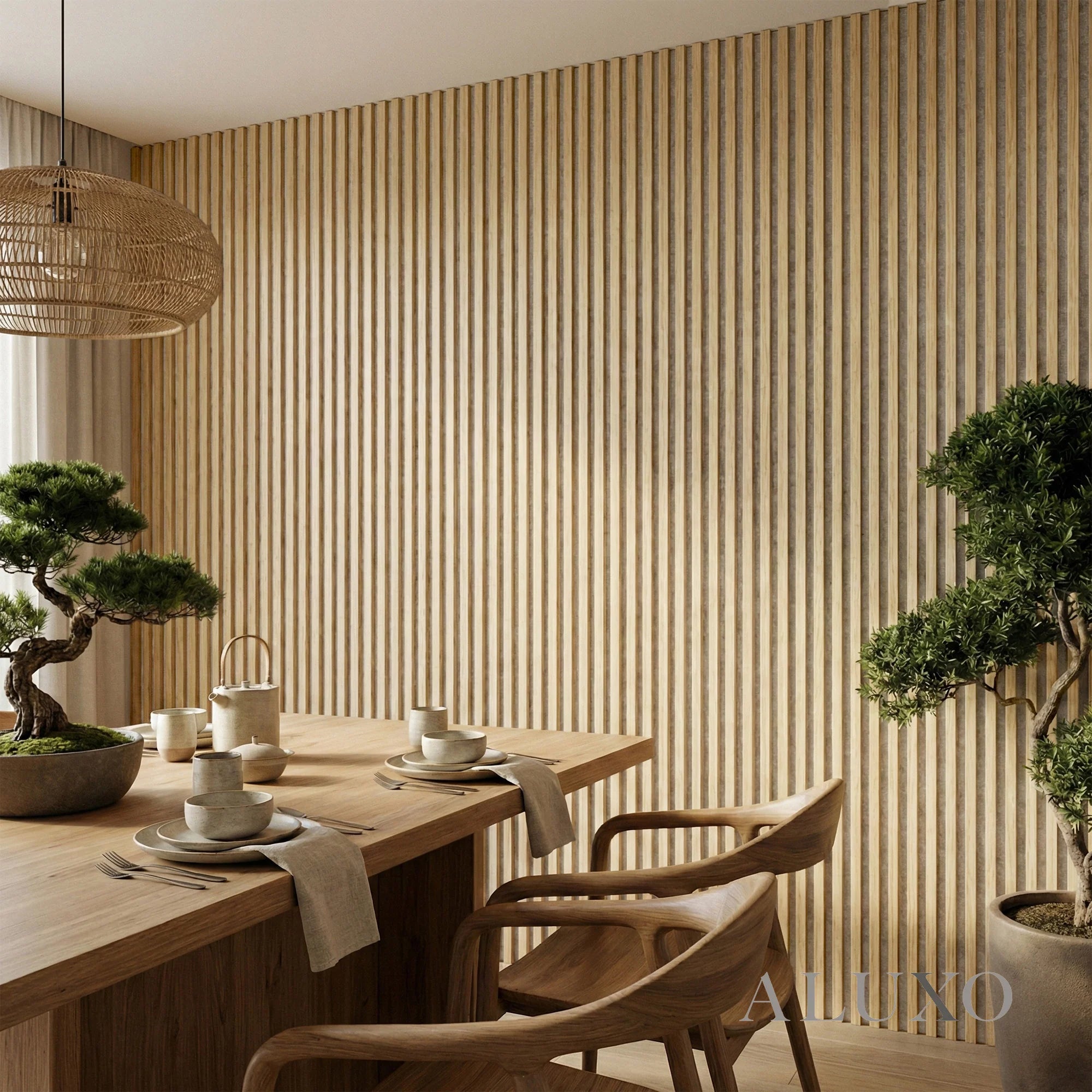 Panelux™ Pro 3-Sided Wood Veneer Oak Wall Panels | Grey Felt Backing - 240cm x 32cm (Set Of 2)