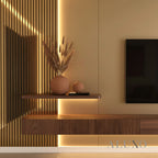 Panelux™ Pro Gold Colour Acoustic Wood Wall Panels | 3-Sided Wrap 240cm x 32cm (Set of 2)