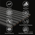 Oak Acoustic Square Diagonal Slat Wall Panels 60x60cm (Set of 6) | Grey Felt Backing