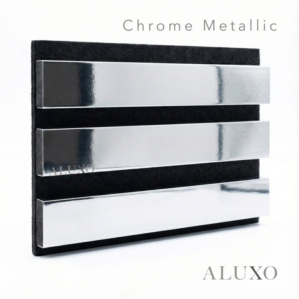 Panelux™ Pro Chrome Colour Acoustic Wood Wall Panels | 3-Sided Wrap 240cm x 32cm (Set of 2)