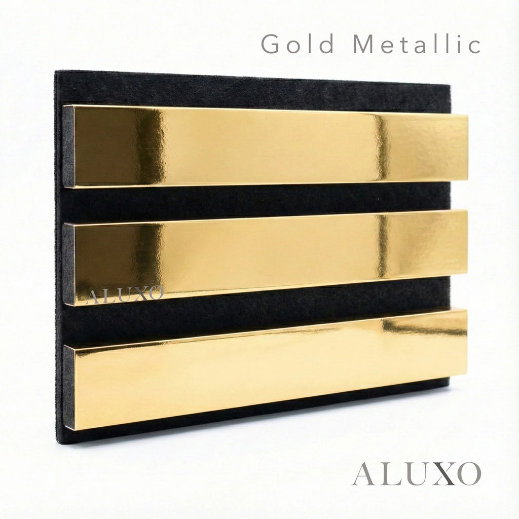Panelux™ Pro Gold Colour Acoustic Wood Wall Panels | 3-Sided Wrap 240cm x 32cm (Set of 2)