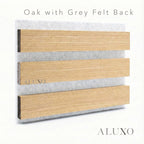 Oak Acoustic Square Straight Slat Wall Panels 60x60cm (Set of 6) | Grey Felt Backing