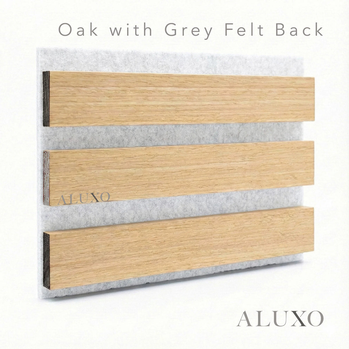Oak Acoustic Square Straight Slat Wall Panels 60x60cm (Set of 6) | Grey Felt Backing