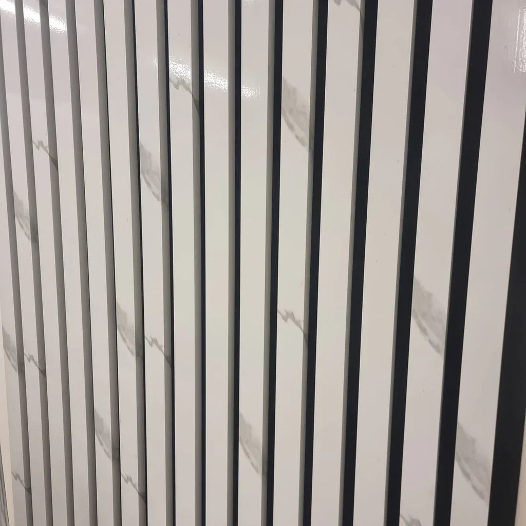 White Marble Grey effect Acoustic Slatted Wall Panels – Luxury Panels