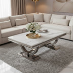 Orvar 130cm Chrome Coffee Table with White Marble Top
