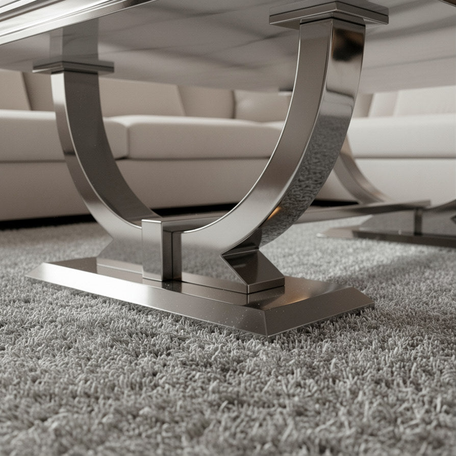 Orvar 130cm Chrome Coffee Table with White Marble Top