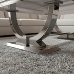 Orvar 130cm Chrome Coffee Table with White Marble Top
