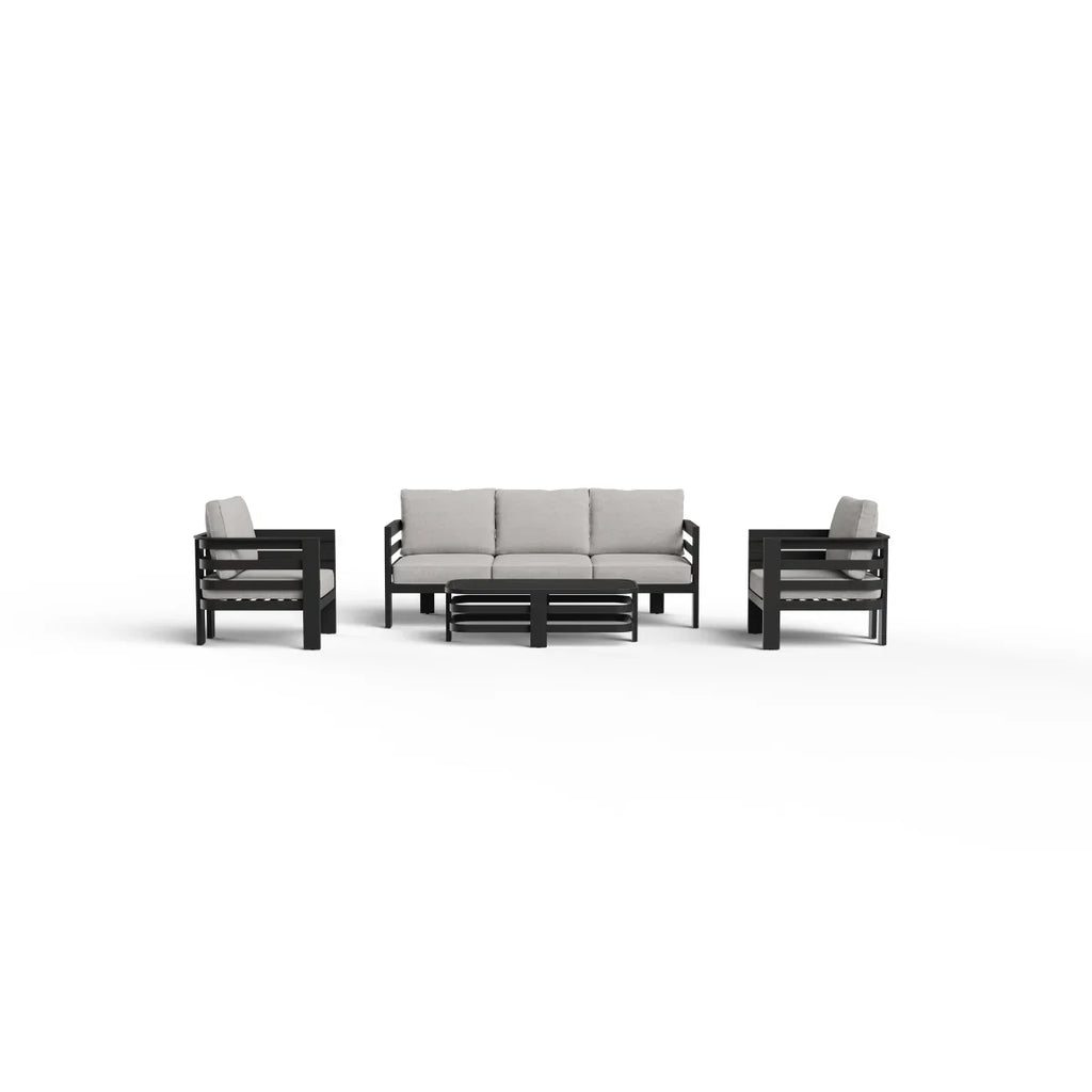 Andros 5 Seater Aluminium Garden Lounge Set – Onyx Outdoor Sofa Set with Sintered Stone Table