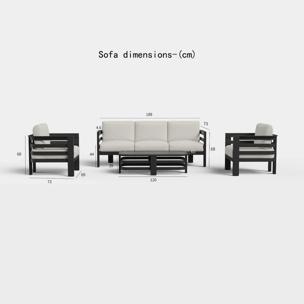 Andros 5 Seater Aluminium Garden Lounge Set – Onyx Outdoor Sofa Set with Sintered Stone Table